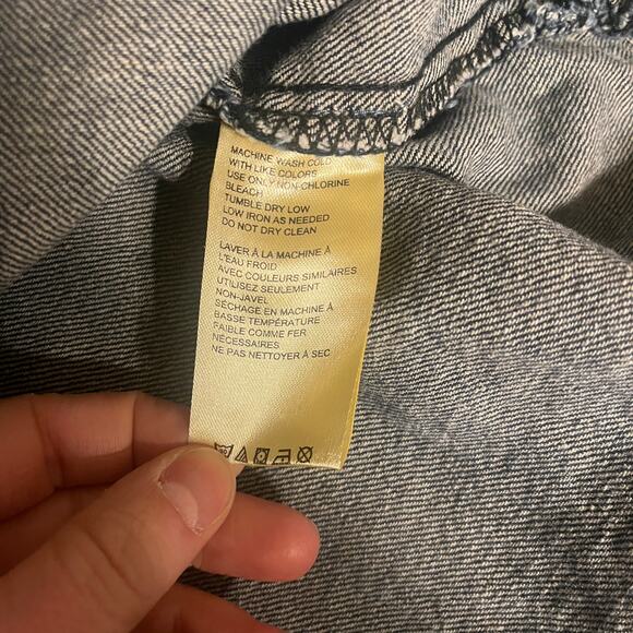 Free People We The Free Izzie Cargo Denim Shirt Jacket Shacket Indigo Blue XS - Picture 7 of 8